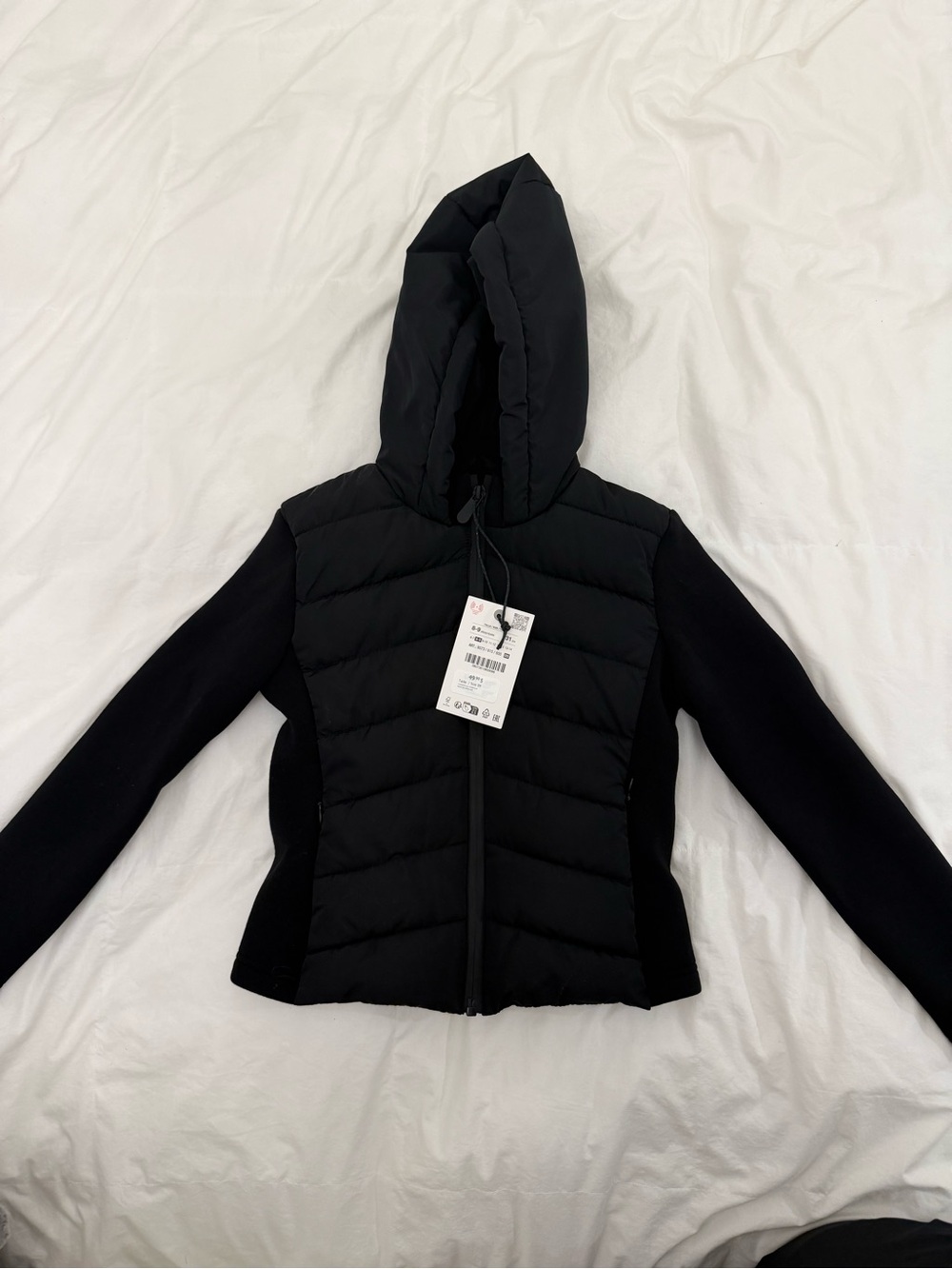 Zara Black Hooded Puffer Jacket for Girls